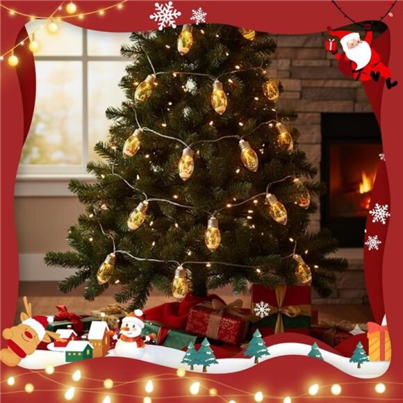 6.6FT Christmas Vintage Decor String Light - 10LED Snow Globe Bulbs String - Picture 4 of 8